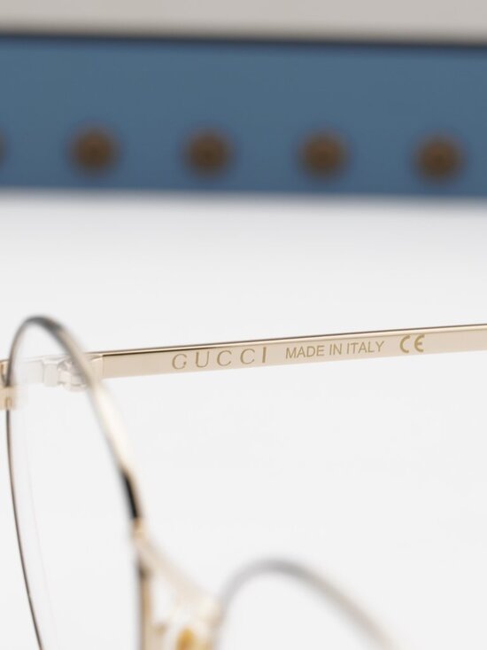 Gucci GG0839OK 001 Round Eyeglasses - Black/Gold 52mm